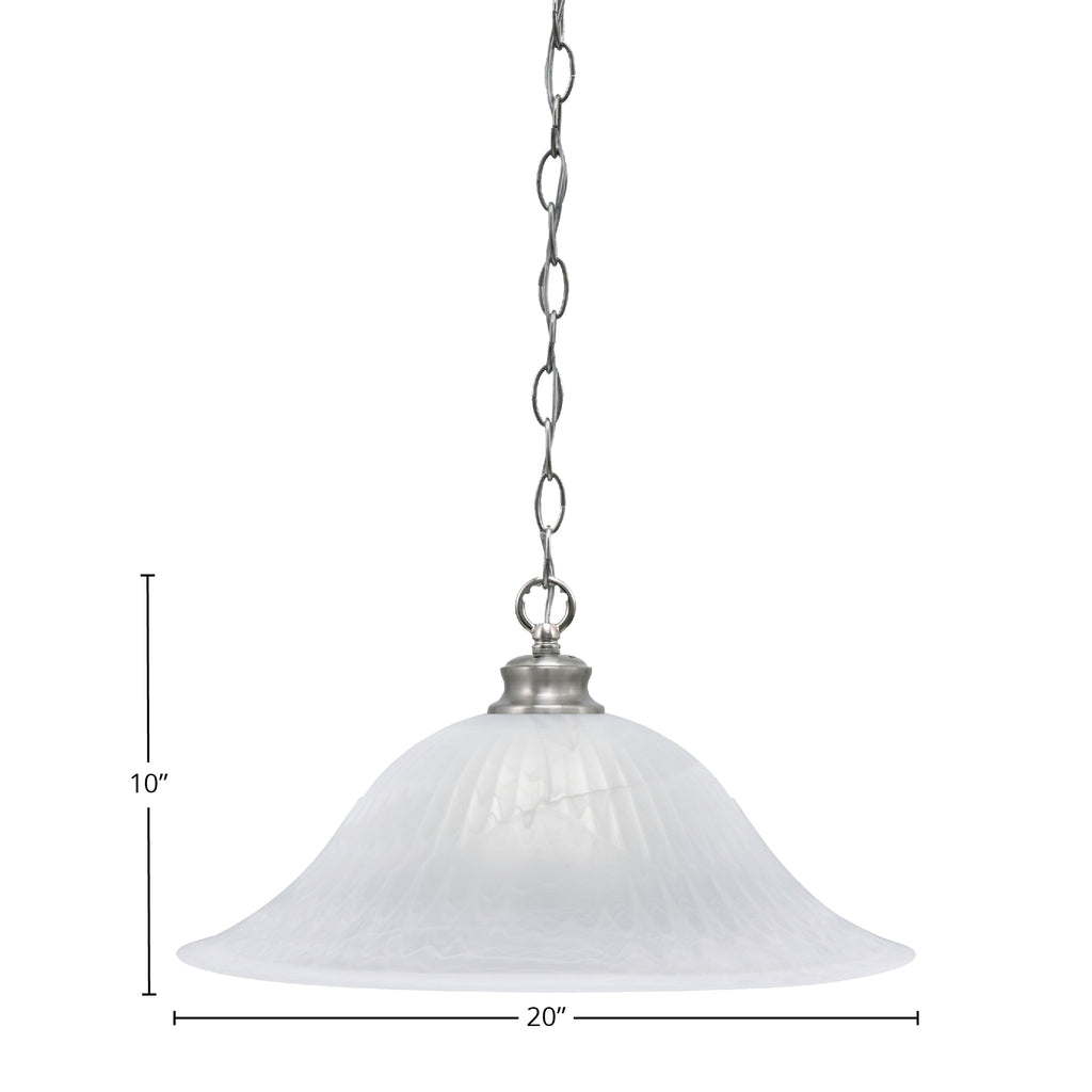 Chain One Light Pendant in Brushed Nickel with 20" White Alabaster Swirl Shade