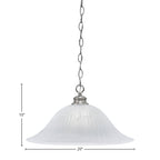 Chain One Light Pendant in Brushed Nickel with 20" White Alabaster Swirl Shade