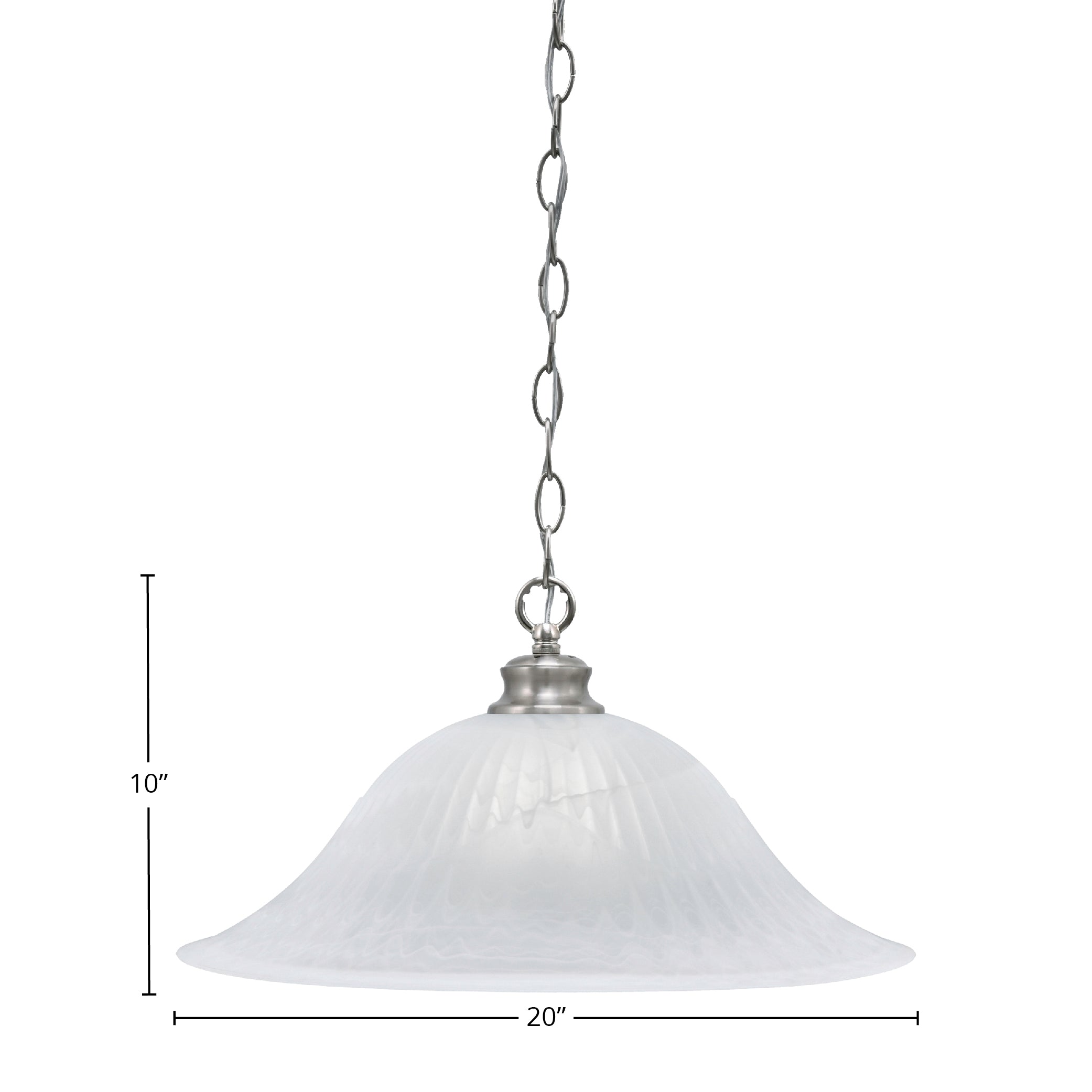 Chain One Light Pendant in Brushed Nickel with 20" White Alabaster Swirl Shade