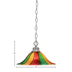 Chain One Light Pendant in Brushed Nickel with 14" Mardi Gras Shade