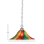 Chain One Light Pendant in Brushed Nickel with 16" Mardi Gras Shade