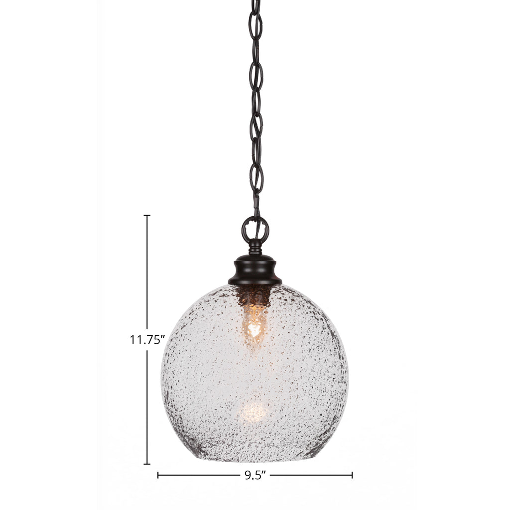 Kimbro One Light Pendant in Matte Black with 9.5" Smoke Bubble Shade