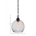 Kimbro One Light Pendant in Matte Black with 9.5" Smoke Bubble Shade