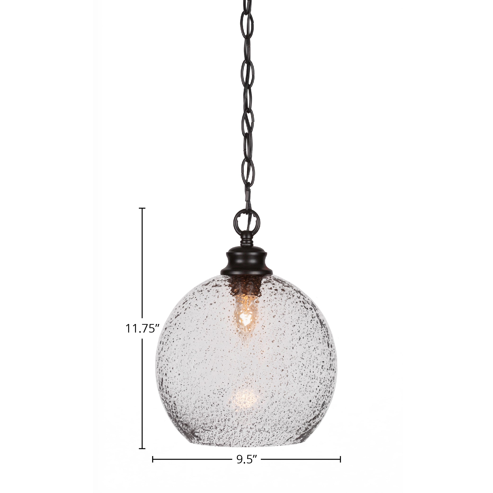 Kimbro One Light Pendant in Matte Black with 9.5" Smoke Bubble Shade