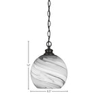 Kimbro One Light Pendant in Matte Black with 9.5" Onyx Swirl Shade