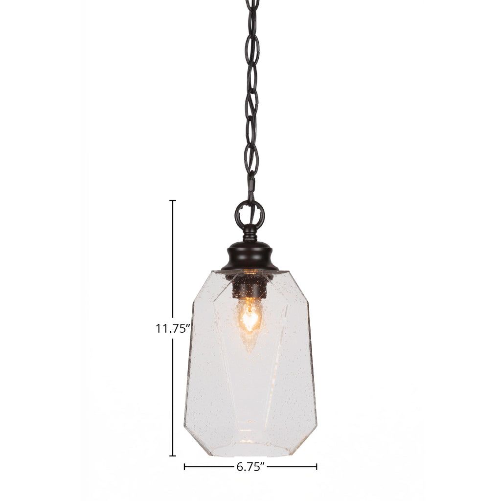 Rocklin One Light Pendant in Matte Black with 6.25" Clear Bubble Shade