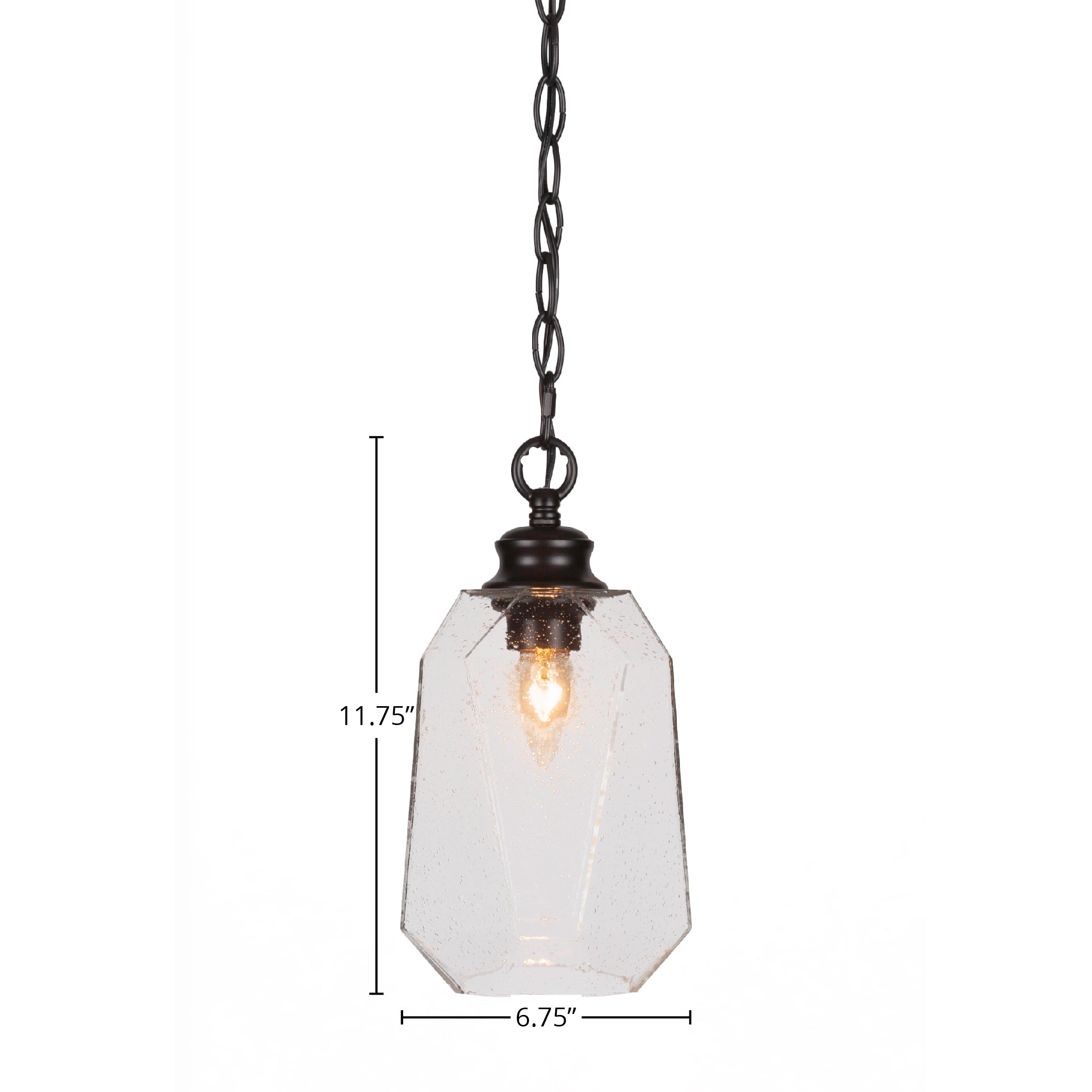 Rocklin One Light Pendant in Matte Black with 6.25" Clear Bubble Shade