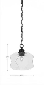 Rocklin One Light Pendant in Matte Black with 8.75" Clear Bubble Shade