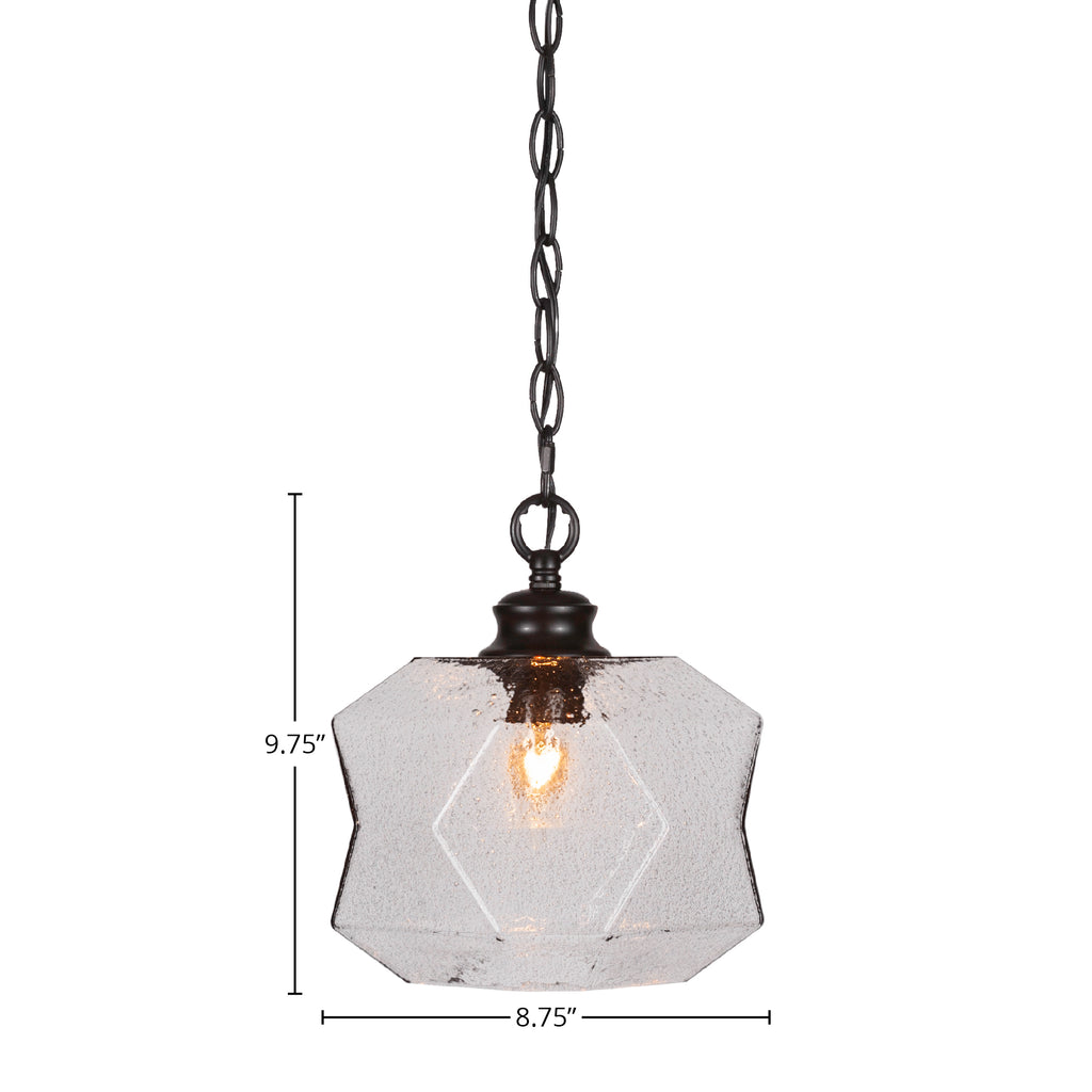 Rocklin One Light Pendant in Matte Black with 8.75" Smoke Shade