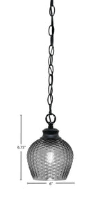 Zola One Light Pendant in Matte Black with 6" Smoke Textured Shade