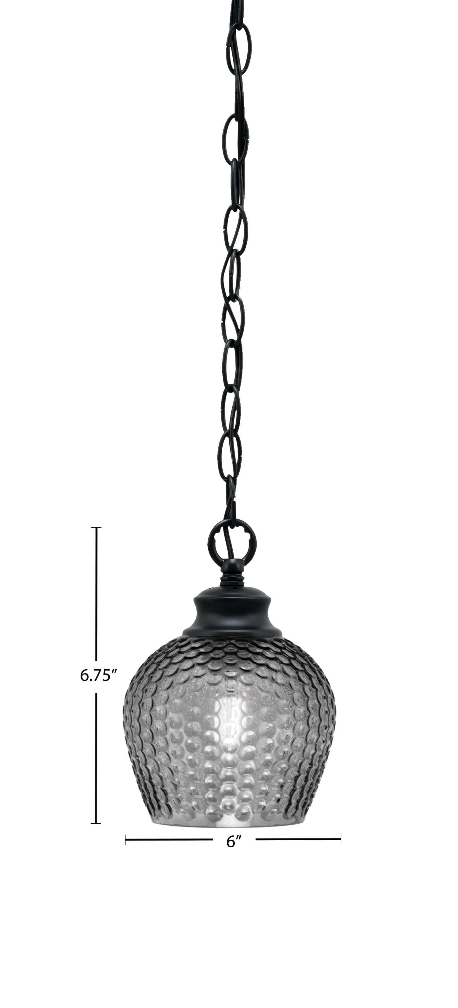 Zola One Light Pendant in Matte Black with 6" Smoke Textured Shade