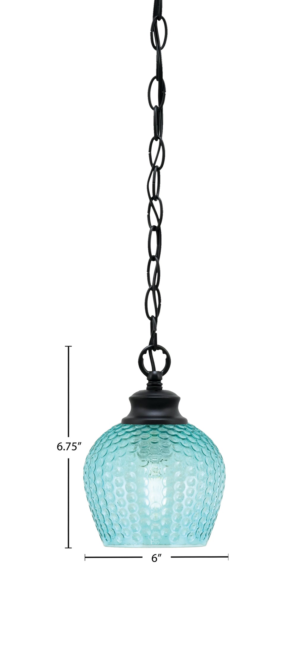 Zola One Light Pendant in Matte Black with 6" Turquoise Textured Shade