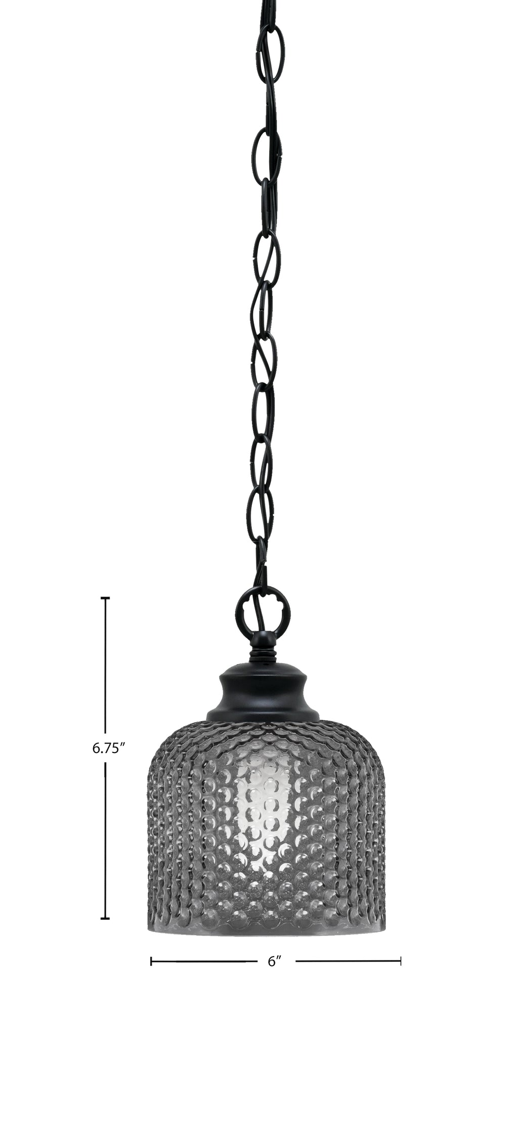 Zola One Light Pendant in Matte Black with 6" Smoke Textured Shade