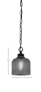 Zola One Light Pendant in Matte Black with 6" Smoke Textured Shade