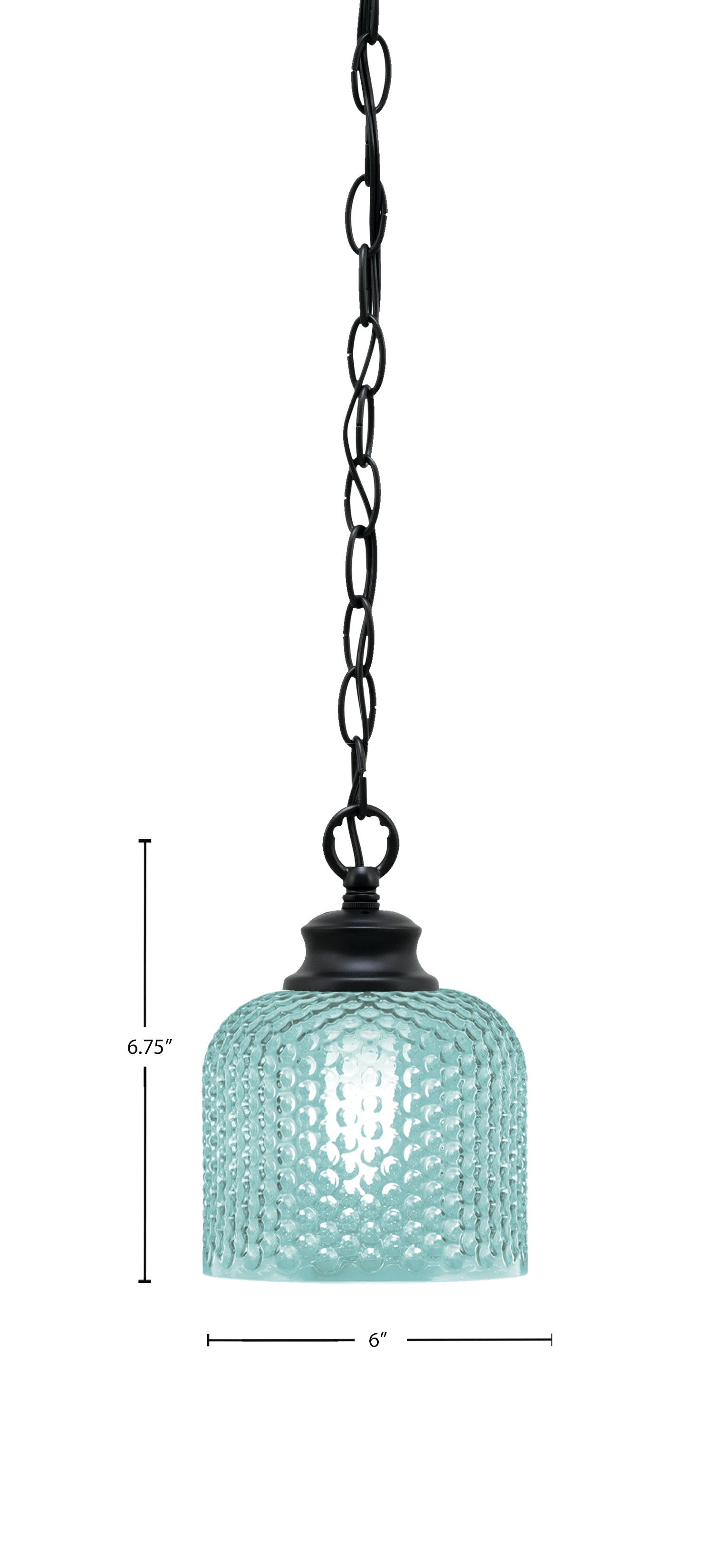 Zola One Light Pendant in Matte Black with 6" Turquoise Textured Shade