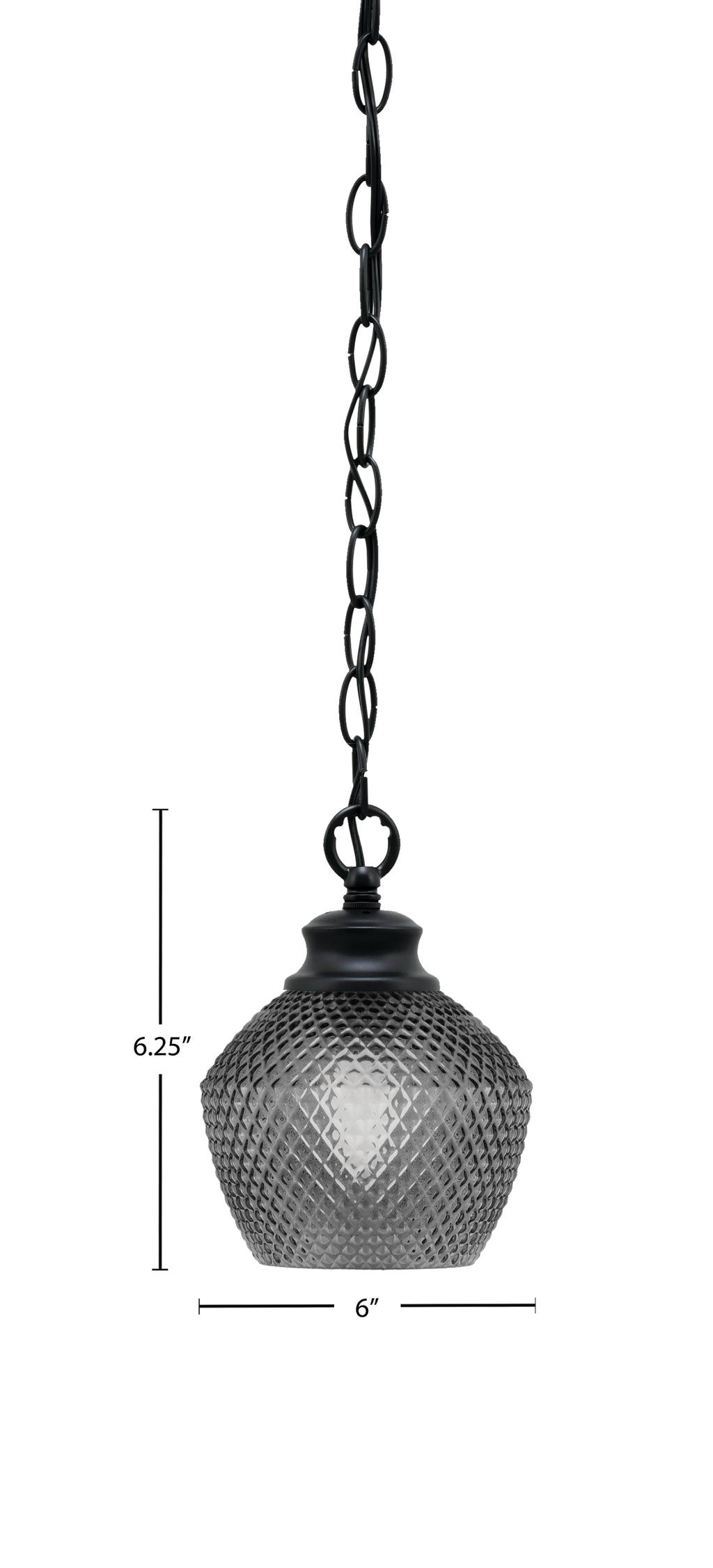 Zola One Light Pendant in Matte Black with 6" Smoke Textured Shade