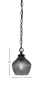 Zola One Light Pendant in Matte Black with 6" Smoke Textured Shade