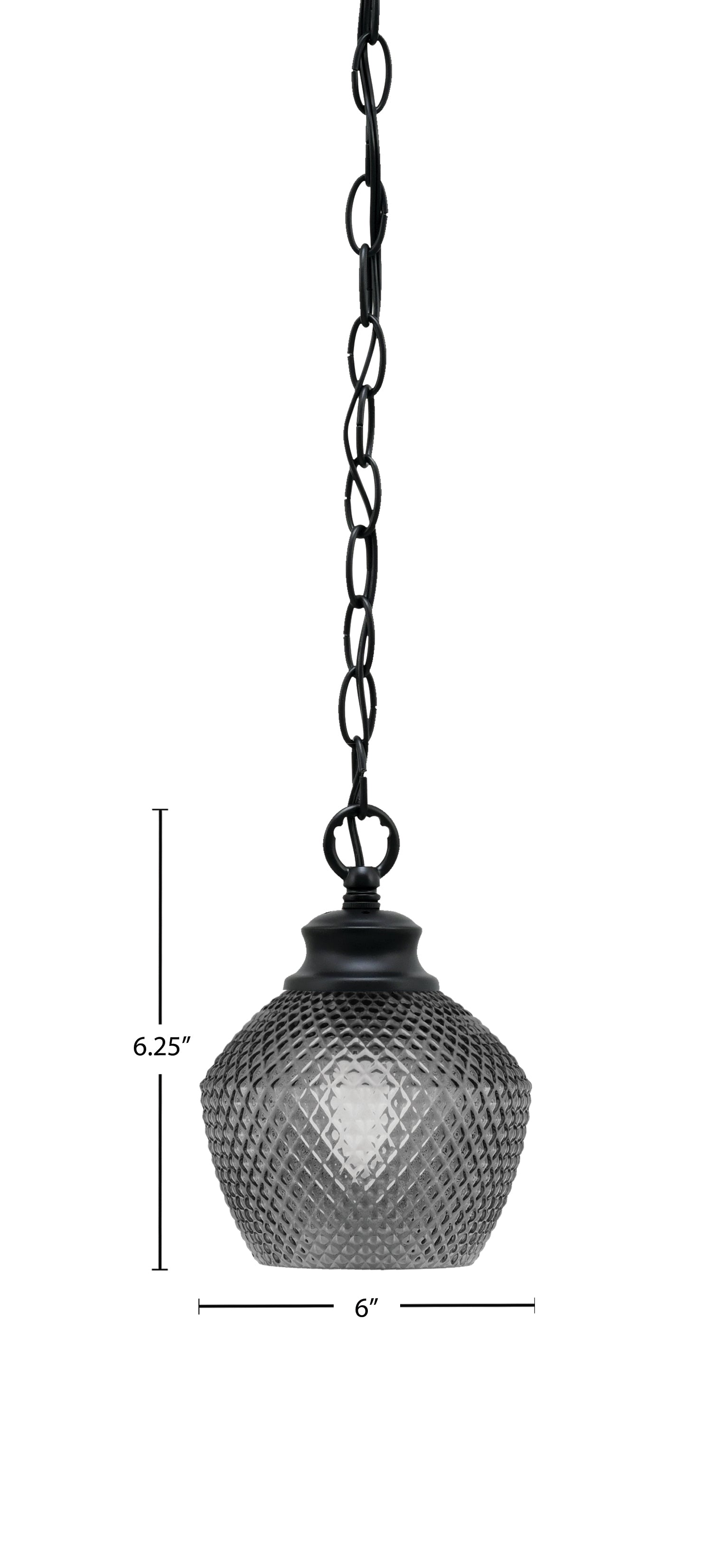 Zola One Light Pendant in Matte Black with 6" Smoke Textured Shade