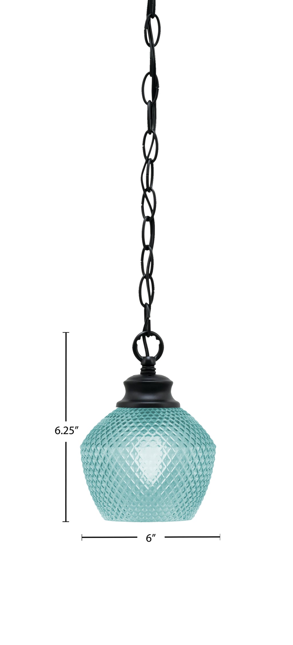 Zola One Light Pendant in Matte Black with 6" Turquoise Textured Shade