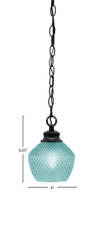 Zola One Light Pendant in Matte Black with 6" Turquoise Textured Shade