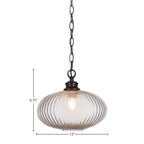 Carina One Light Pendant in Matte Black with 12" Micro Bubble Ribbed Shade