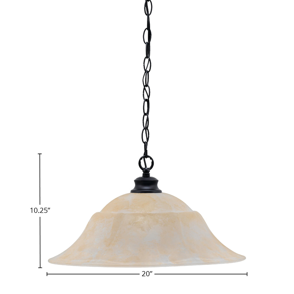 Chain One Light Pendant in Matte Black with 20" Amber Marble Shade
