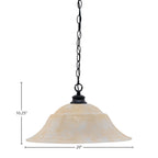 Chain One Light Pendant in Matte Black with 20" Amber Marble Shade