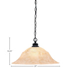 Chain One Light Pendant in Matte Black with 20" Italian Marble Shade