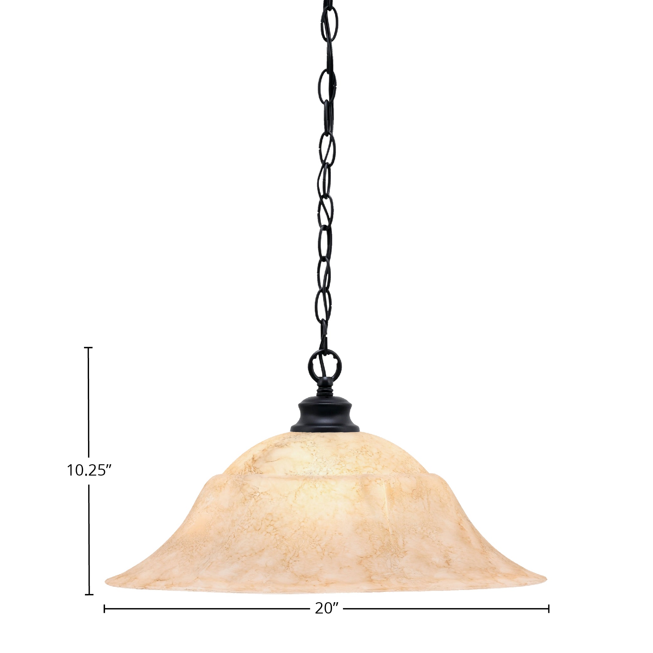 Chain One Light Pendant in Matte Black with 20" Italian Marble Shade