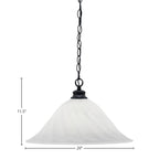 Chain One Light Pendant in Matte Black with 20" White Alabaster Swirl Shade
