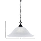 Chain One Light Pendant in Matte Black with 20" White Alabaster Swirl Shade