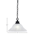 Chain One Light Pendant in Matte Black with 12" White Alabaster Swirl Shade