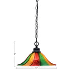 Chain One Light Pendant in Matte Black with 14" Mardi Gras Shade