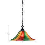 Chain One Light Pendant in Matte Black with 16" Mardi Gras Shade