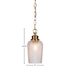 Cordova One Light Pendant in New Age Brass with 5" Clear Textured Shade