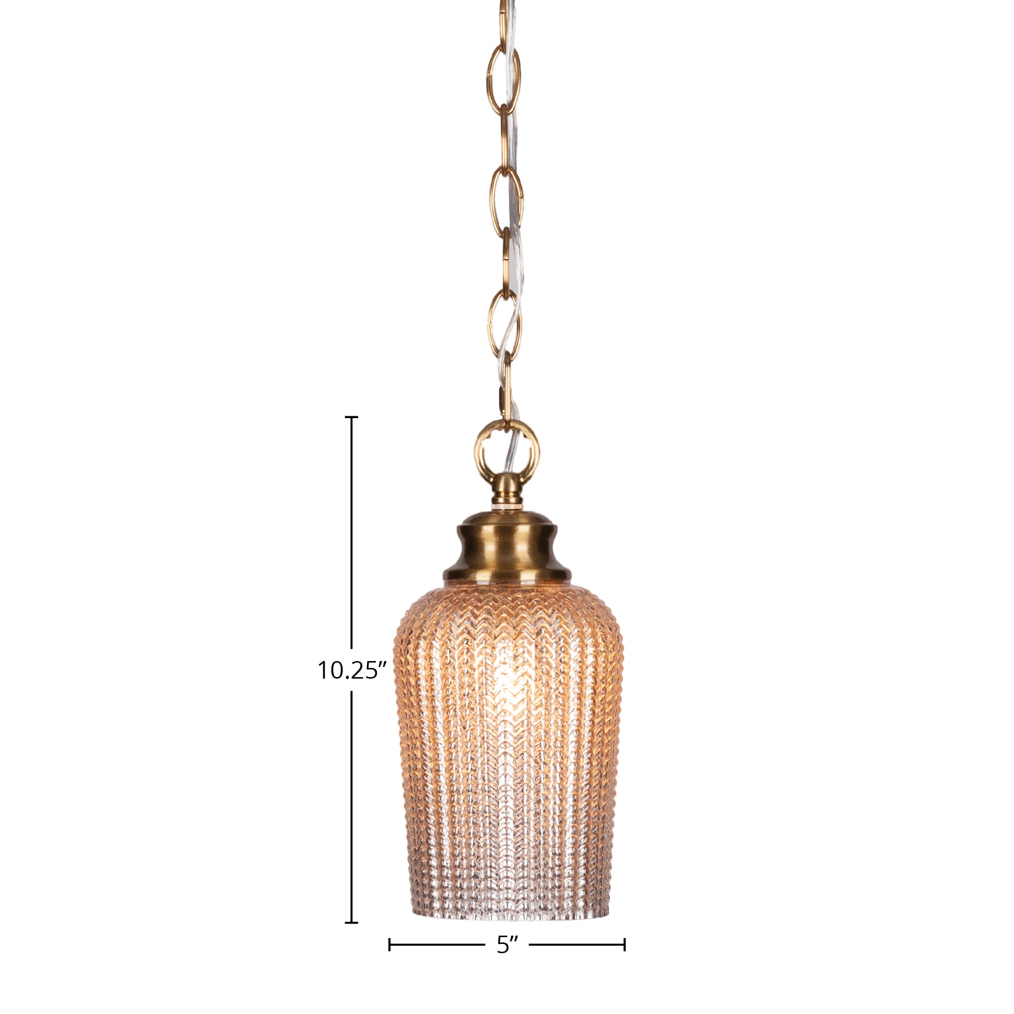 Cordova One Light Pendant in New Age Brass with 5" Silver Textured Shade