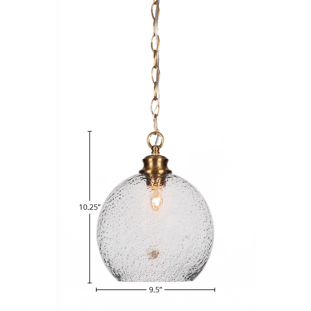 Kimbro One Light Pendant in New Age Brass with 9.5" Smoke Bubble Shade