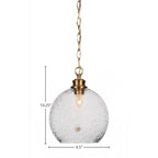 Kimbro One Light Pendant in New Age Brass with 9.5" Smoke Bubble Shade