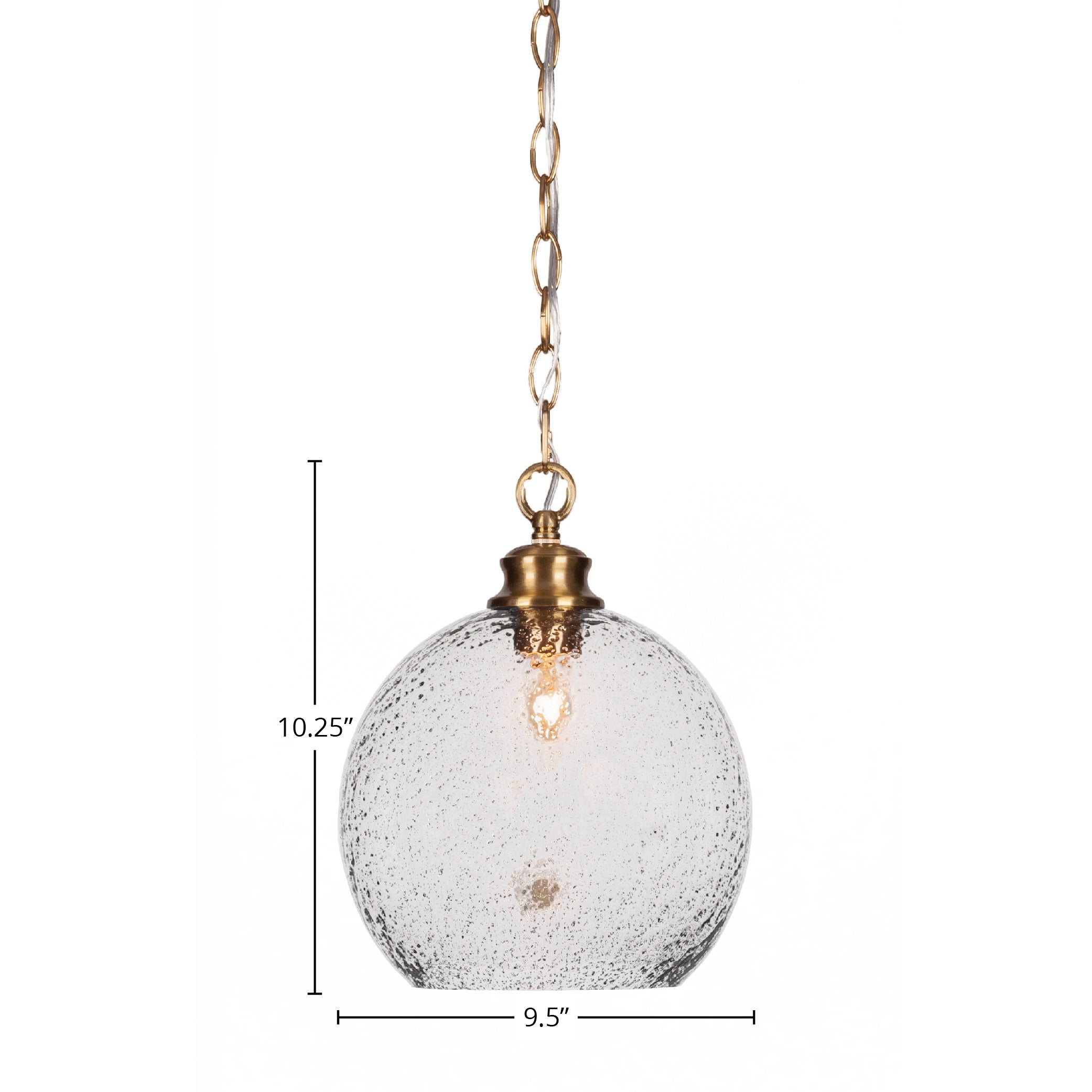 Kimbro One Light Pendant in New Age Brass with 9.5" Smoke Bubble Shade