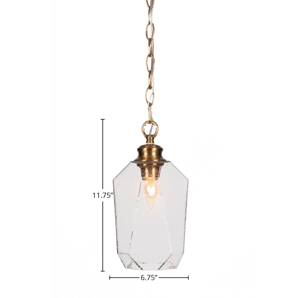 Rocklin One Light Pendant in New Age Brass with 6.25" Clear Bubble Shade