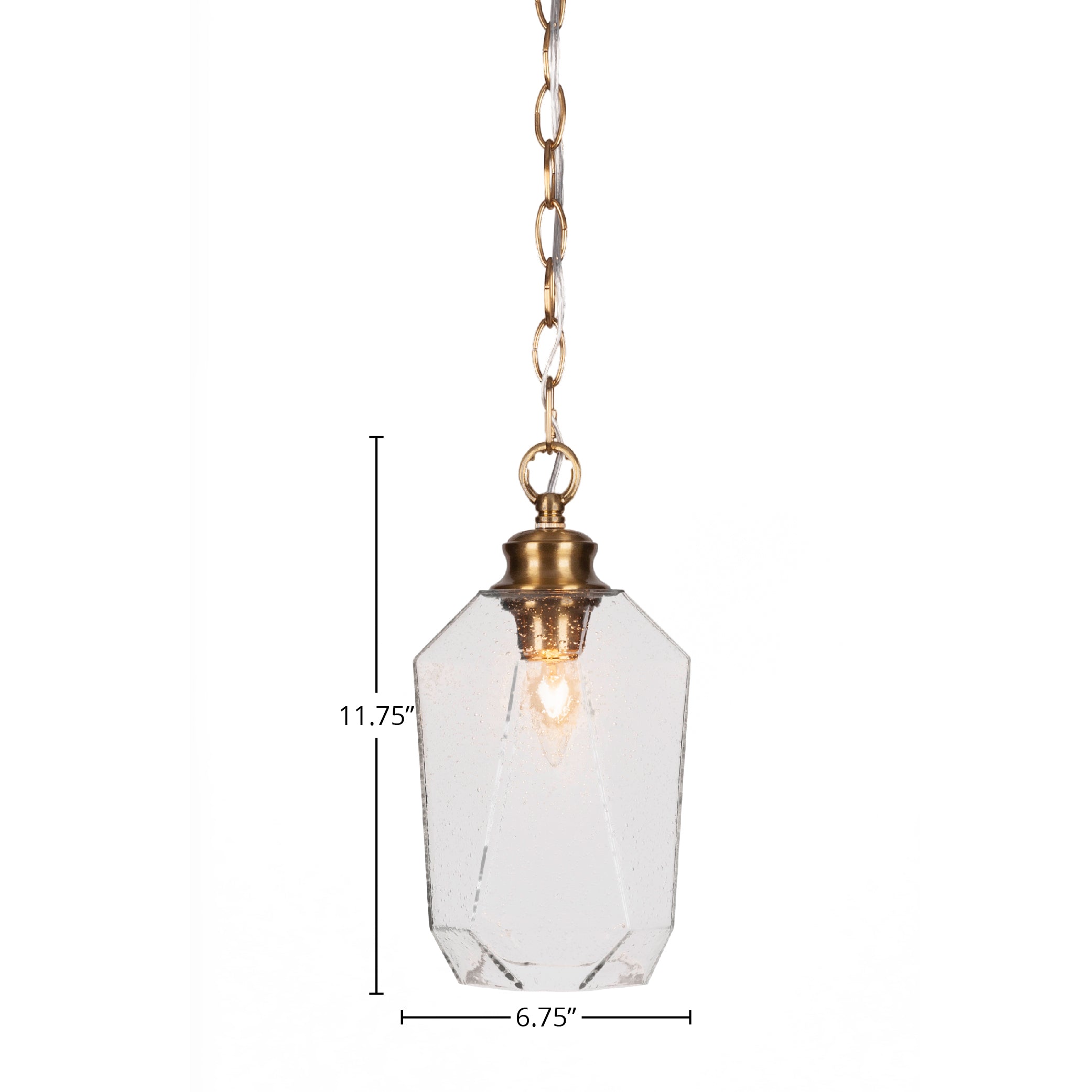 Rocklin One Light Pendant in New Age Brass with 6.25" Clear Bubble Shade