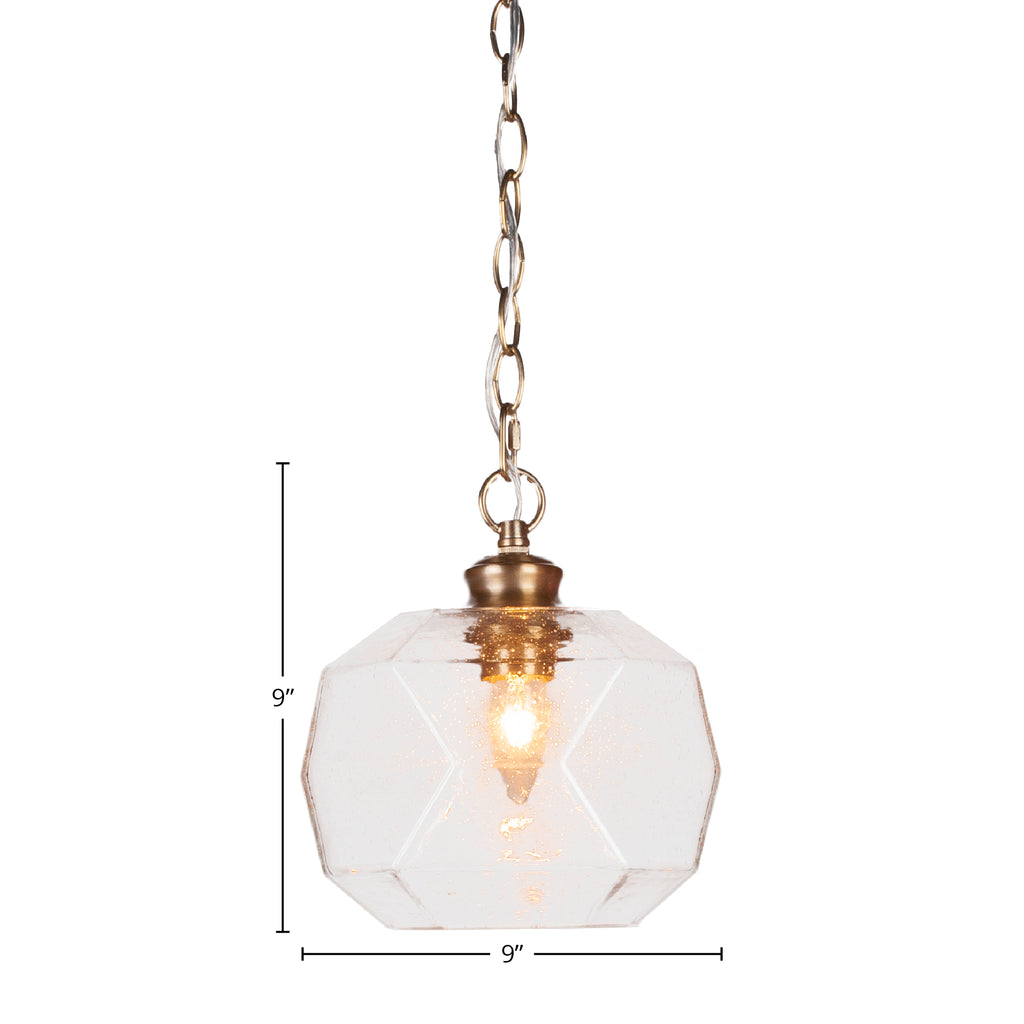 Rocklin One Light Pendant in New Age Brass with 8.75" Clear Bubble Shade