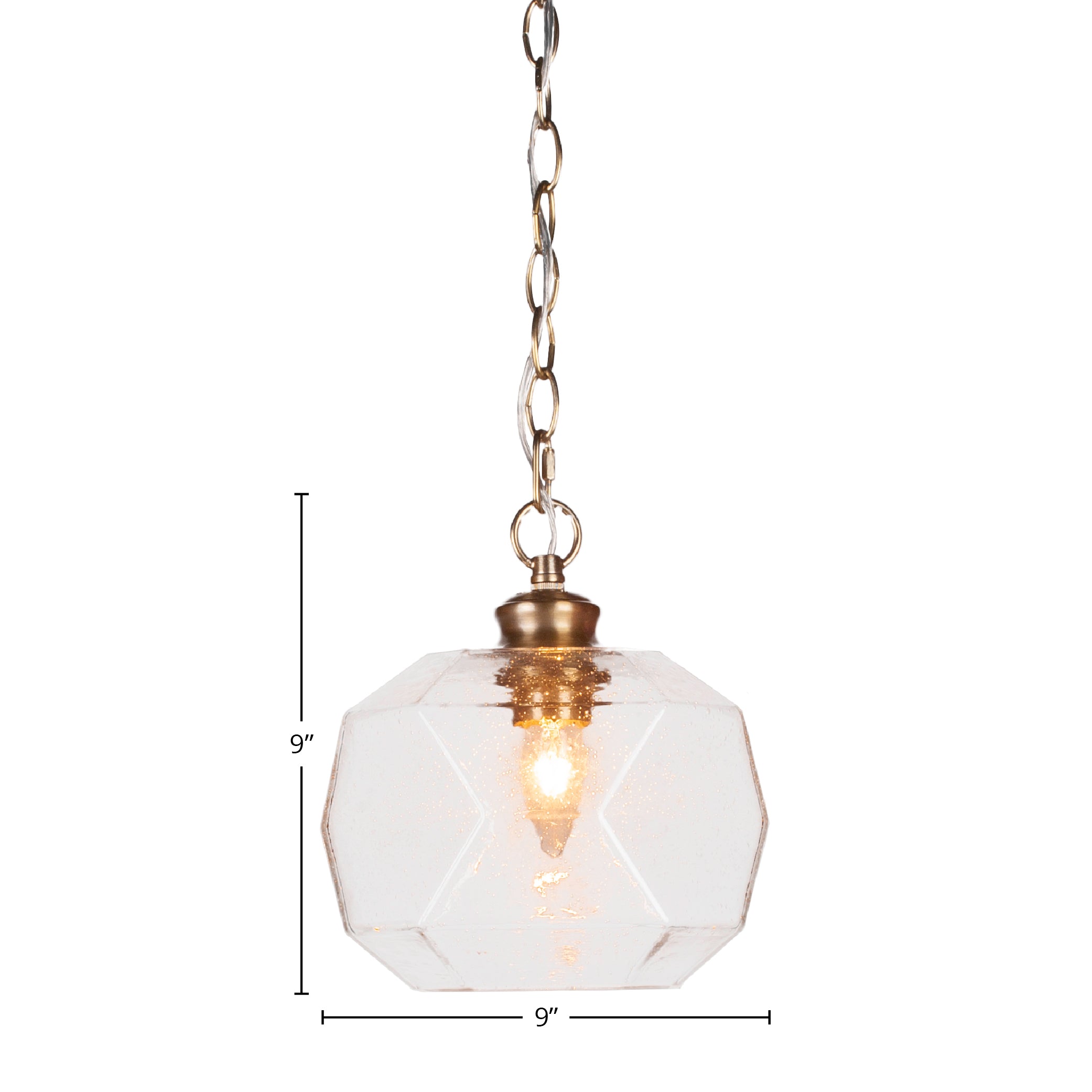Rocklin One Light Pendant in New Age Brass with 8.75" Clear Bubble Shade
