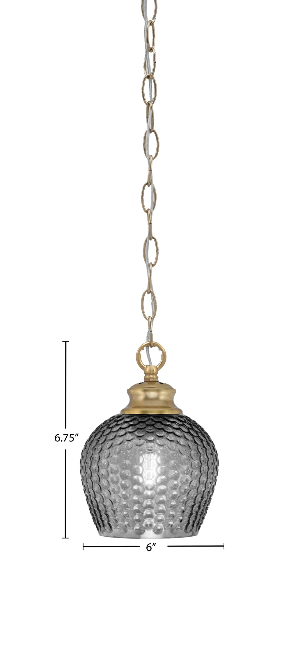 Zola One Light Pendant in New Age Brass with 6" Smoke Textured Shade