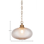 Carina One Light Pendant in New Age Brass with 12" Micro Bubble Ribbed Shade