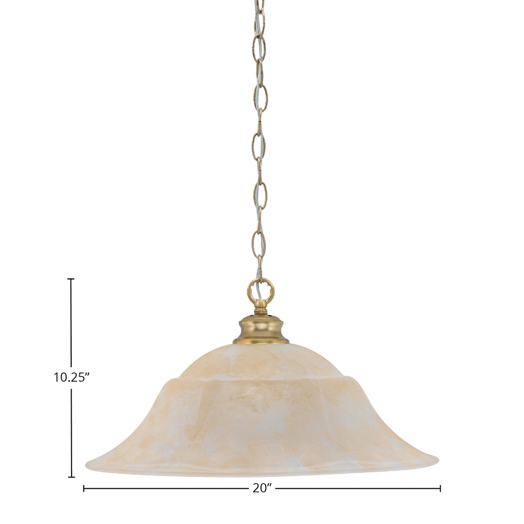 Chain One Light Pendant in New Age Brass with 20" Amber Marble Shade