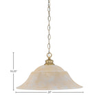 Chain One Light Pendant in New Age Brass with 20" Amber Marble Shade