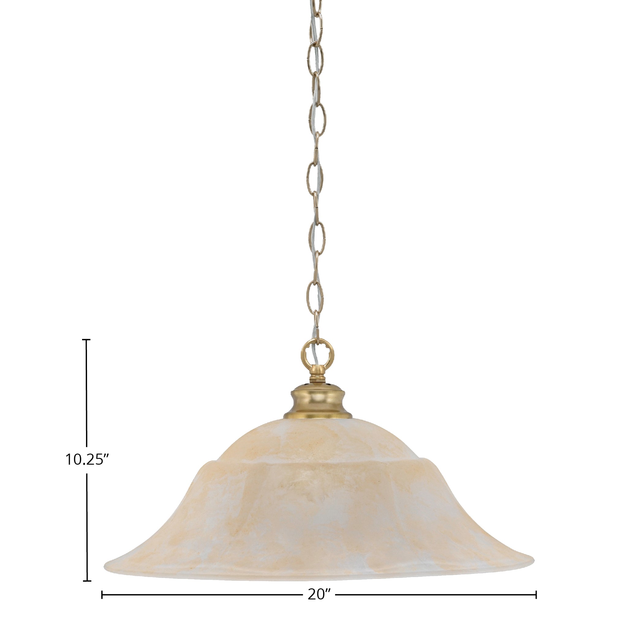 Chain One Light Pendant in New Age Brass with 20" Amber Marble Shade