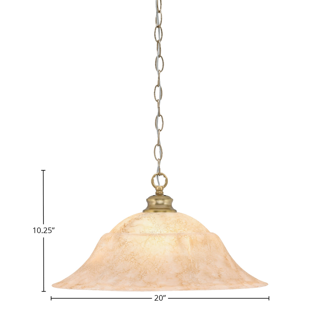 Chain One Light Pendant in New Age Brass with 20" Italian Marble Shade