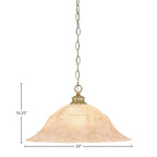 Chain One Light Pendant in New Age Brass with 20" Italian Marble Shade